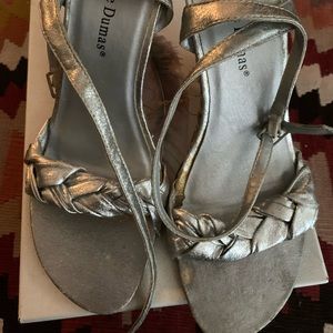 Silver summer wedges, unused